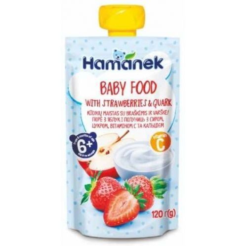 Hamanek Плодова закуска ягода и кварк за деца над 6 месеца x120 грама