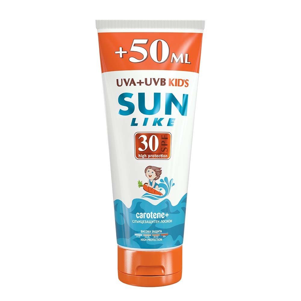 Sun Like Carotene Детски слънцезащитен лосион за тяло без парабени SPF 30 x200 мл