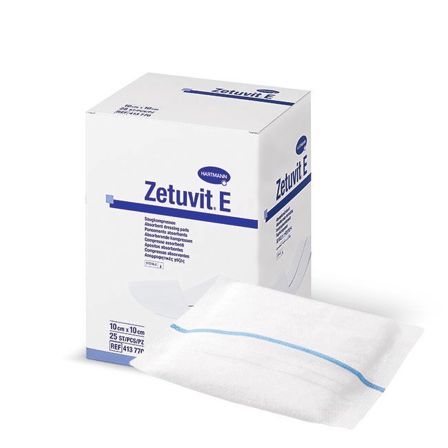 Hartmann Zetuvit Хипоалергична четирислойна превръзка 10x10 см x25 броя