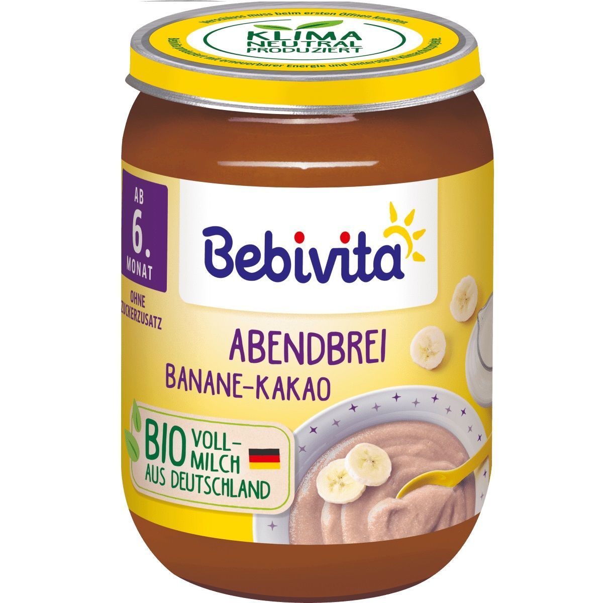 Bebivita Млечна каша "Лека нощ "с грис, шоколад и банан за деца от 6 месечна възраст х190 грама -14602