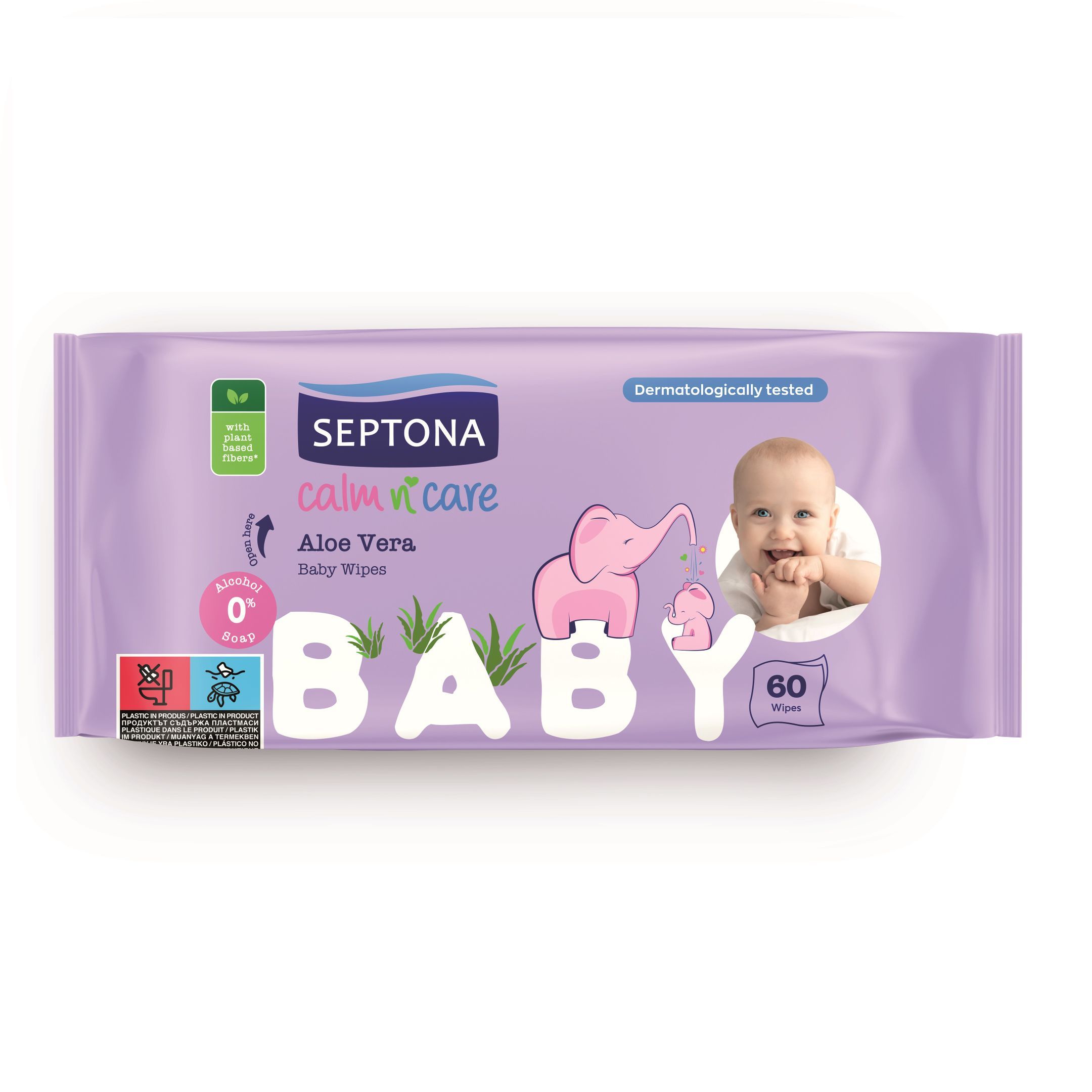 Septona Aloe Vera Бебешки влажни къпрички с алое x60 броя