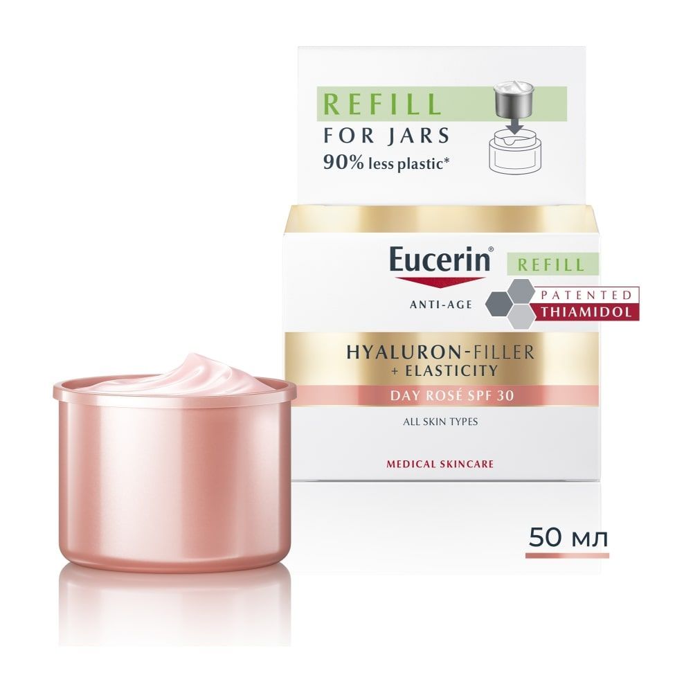 Eucerin Hyaluron-Filler+Elasticity Rose Озаряващ дневен крем за лице за всеи тип кожа SPF30 x50 мл, рефил
