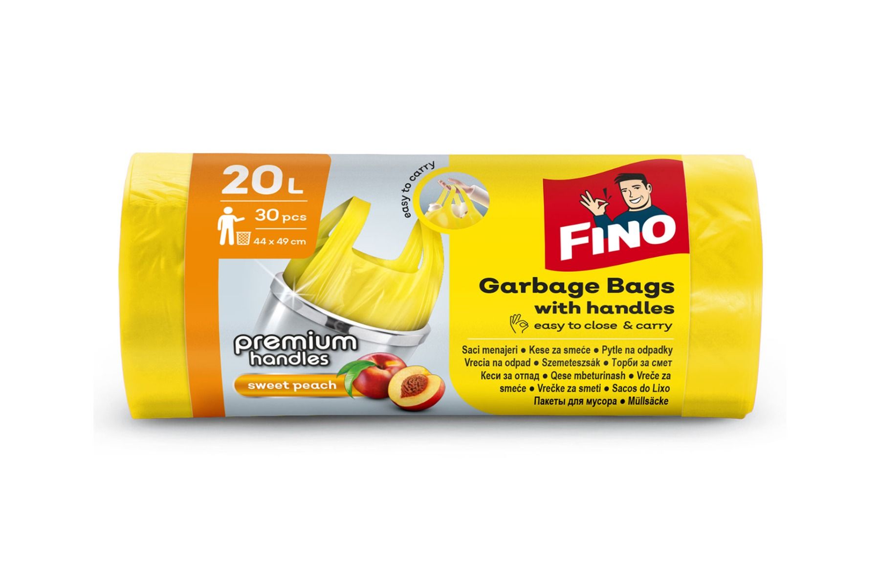 Fino Premium Handles Торби за смет с дръжки, ароматизирани 20 литра x30 броя