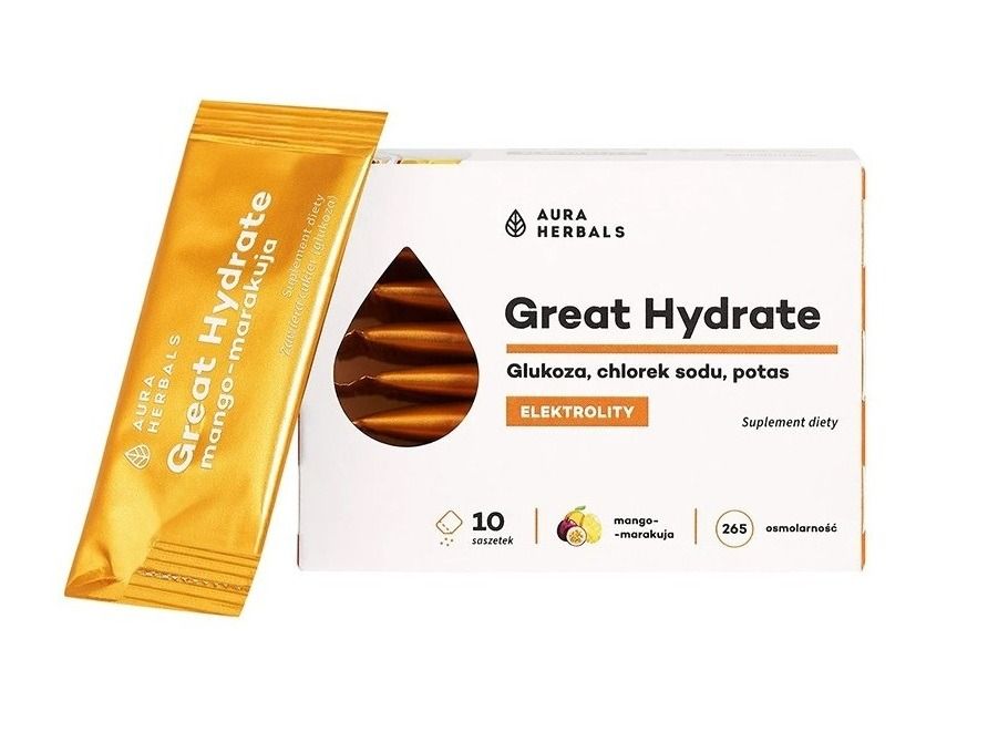 Great Hydrate Електролитен баланс, с вкус на маракуя х10 сашета Aura Herbals