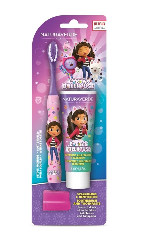Naturaverde Kids Gabby's Dollhouse Комплект за деца четка и паста за зъби