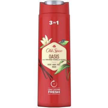 Old Spice Oasis 3in1 Мъжки душ гел шампоан за тяло, коса и лице с аромат на ванилия х400 мл