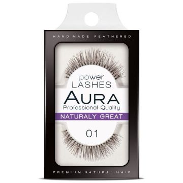 Aura Power Lashes Изкуствени мигли, 01 Naturaly Great