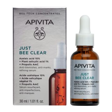 Apivita Just Bee Clear Коригиращ серум за лице против несъвършенства и белези х30 мл