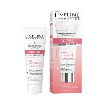 Eveline  Hyaluronic Хидратиращ крем за лице с хиалуронова киселина SPF50 x30 мл