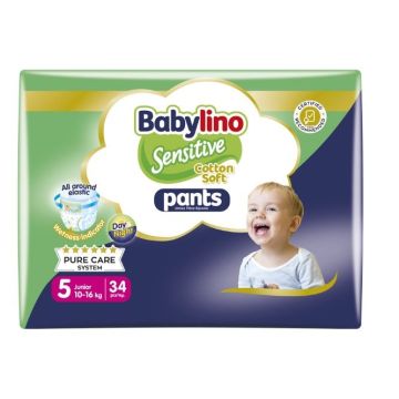 Babylino Sensitive 5 Junior Пелени-гащи за бебета от 10 до 16 кг x34 броя