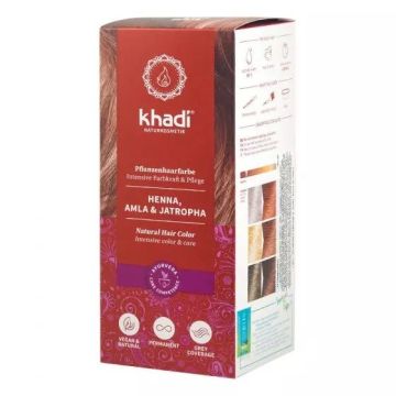 Khadi Билкова боя за коса с къна, амла и ятрофа х100 грама, Червена