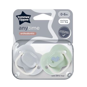 Tommee Tippee AnyTime Ортодонтични залъгалки от 0 до 6 месеца х2 броя, Птиче