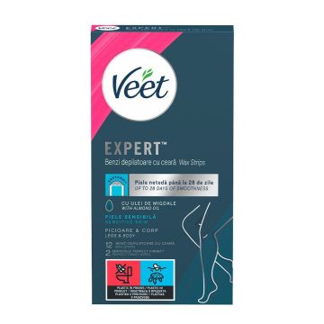 Veet Easy-Gelwax Восъчни ленти за тяло и крака за чувствителна кожа х12 броя