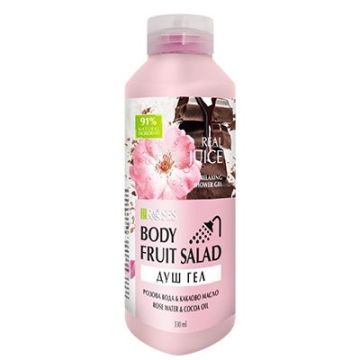Nature of Agiva Body Fruit Salad Натурален душ гел за тяло с розова вода и какао x330 мл