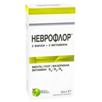 Неврофлор Капки Мента Глог и Валериана за успокоение на нервната система х70 мл