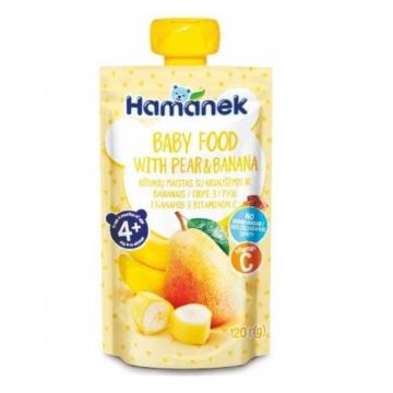 Hamanek Пюре круша и банан за деца над 4 месеца x120 грама