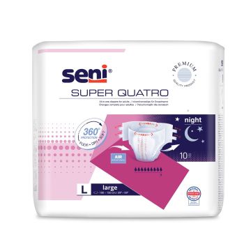 Seni Super Quatro Night Пелени за възрастни, размер L х10 броя