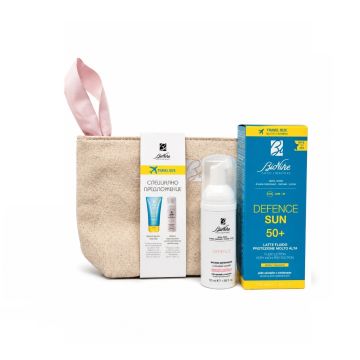 Bionike Travel Size Комплект Слънцезащитен флуид-лосион SPF50+ и Почистваща пяна за лице