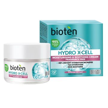 Bioten Hydro X-Cell Хидратиращ и успокояващ крем за чувствителна и суха кожа x50 мл