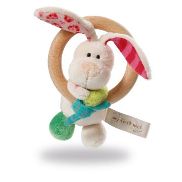 Nici Играчка Заекът Тили с дървен ринг и звънче 3+ месеца, 37433