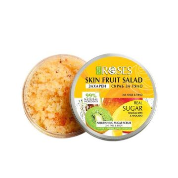 Nature of Agiva Fruit Salad Захарен скраб за лице и тяло с манго, авокадо и киви x200 мл