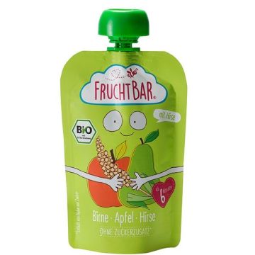 FruchtBar Био Пюре круша, ябълка и просо за деца от 6 месеца х100гр. - 3750