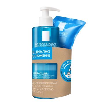 La Roche-Posay Effaclar Комплект Измиващ гел за лице за мазна и чувствителна кожа и пълнител