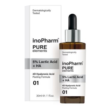 InoPharm Pure Elements Пилинг за лице с 5%  млечна киселина и хиалуронова киселина x30 мл