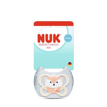 Nuk Perfect Match Air Силиконова залъгалка за деца от 0 до 6 месеца х1 брой, Лисица