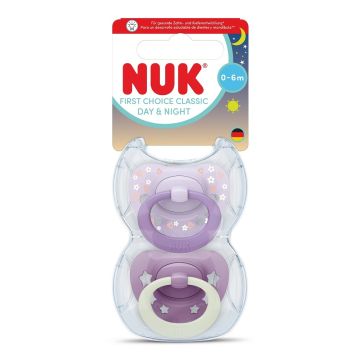Nuk First Choice Day & Night Силиконова залъгалка от 0 до 6 месеца х2 броя