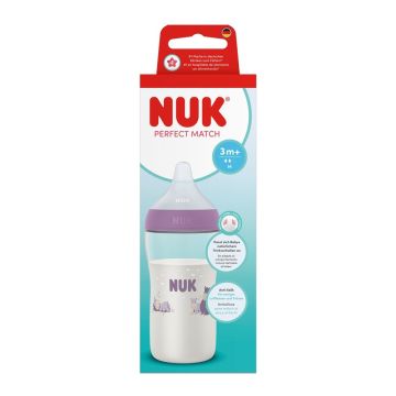 Nuk Perfect Match Шише за хранене със силиконов биберон за деца над 3 месеца х260 мл, хипо