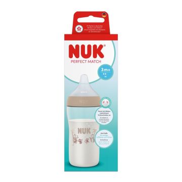 Nuk Perfect Match Шише със силиконов биберон за деца над 3 месеца х260 мл, Маймуна