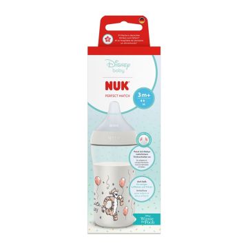 Nuk Perfect Match Шише със силиконов биберон за деца над 3 месеца х260 мл, Тигър