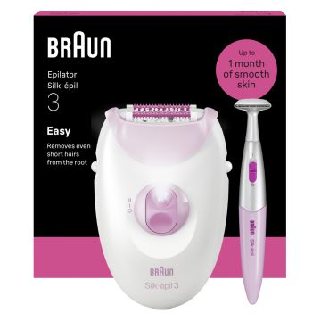 Braun Епилатор Silk-epil 3-202 - Бял, в комплект с тример
