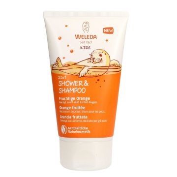 Weleda Kids 2 в 1 Душ-гел и шампоан за деца "Весел портокал" x150 мл