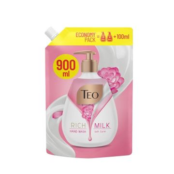 Teo Rich Milk Хидратиращ течен сапун с глицерин и аромат на камелия х900 мл, пълнител