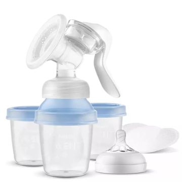 Avent Ръчна помпа за изцеждане на кърма Natural Motion с контейнери VIA SCF430/13