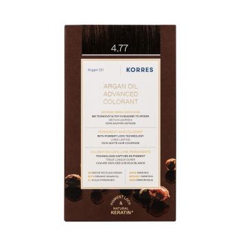 Korres Argan Oil Безамонячна боя за коса с арганово масло, цвят 4.77