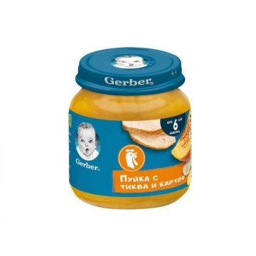 Gerber Пюре пуйка с тиква и картоф за деца над 6 месеца x125 грама - 6422