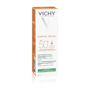 Vichy Capital Soleil 3в1 Слънцезащитен матиращ и коригиращ крем за лице за мазна кожа SPF50+ x50 мл