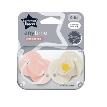 Tommee Tippee AnyTime Ортодонтични залъгалки от 0 до 6 месеца х2 броя, Пате
