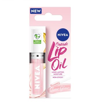 Nivea Caring Lip Oil Гланц за устни x4,8 грама, Clear Glow