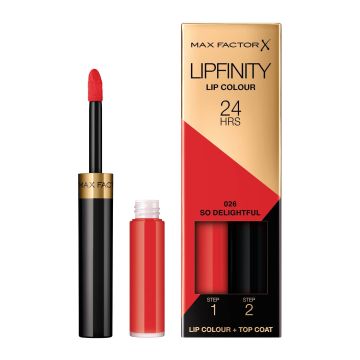 Max Factor Lipfinity Дълготрайно течно червило с топ гланц 24h x4.2 мл, 026 So Delightful