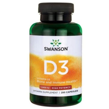 Мощен витамин D3 25 мкг х250 капсули Swanson
