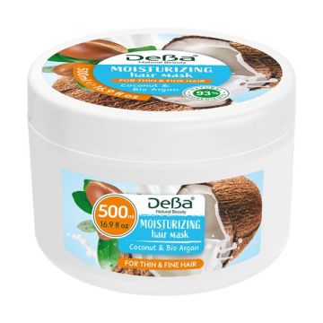 DeBa Natural Beauty Овлажняваща маска за тънка и фина коса с кокос и арганово масло x500 мл