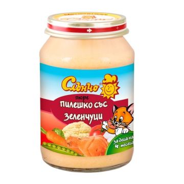Слънчо пюре пилешко със зеленчуци за деца над 4 месечна възраст х190 грама