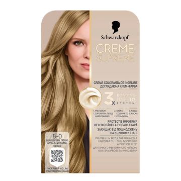 Schwarzkopf Creme Supreme Дълготрайна боя за коса, 8-0 Light Natural Blonde