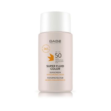 Babe Sunscreen Super Fluid Color Слънцезащитен флуид за лице с цвят SPF50 x50 мл