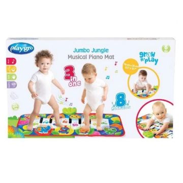 Playgro Музикално пиано-пътека 3 в 1 със звуци от джунглата за деца над 6 месеца - 0159