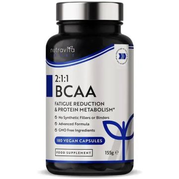 BCAA (2:1:1) с витамини B6 & B12 х180 капсули Nutravita